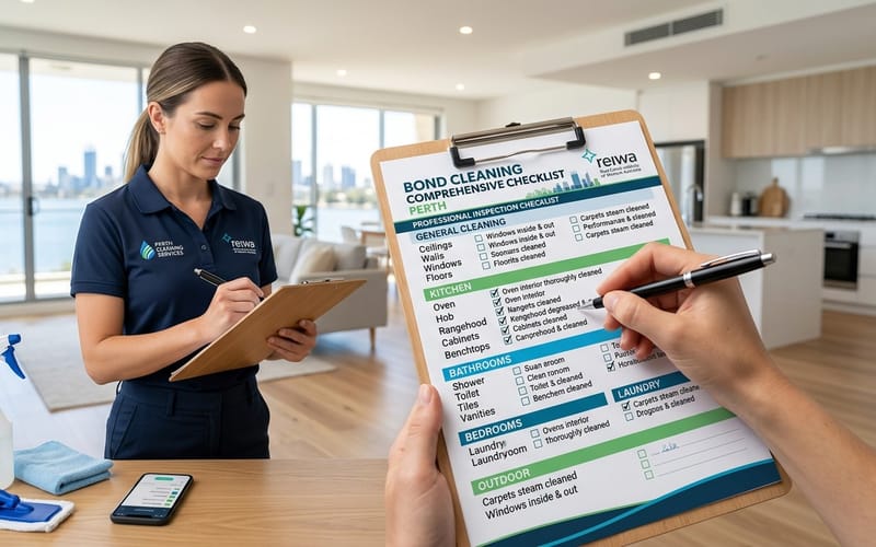 REIWA bond cleaning checklist for Perth rental inspections - comprehensive cleaning standards